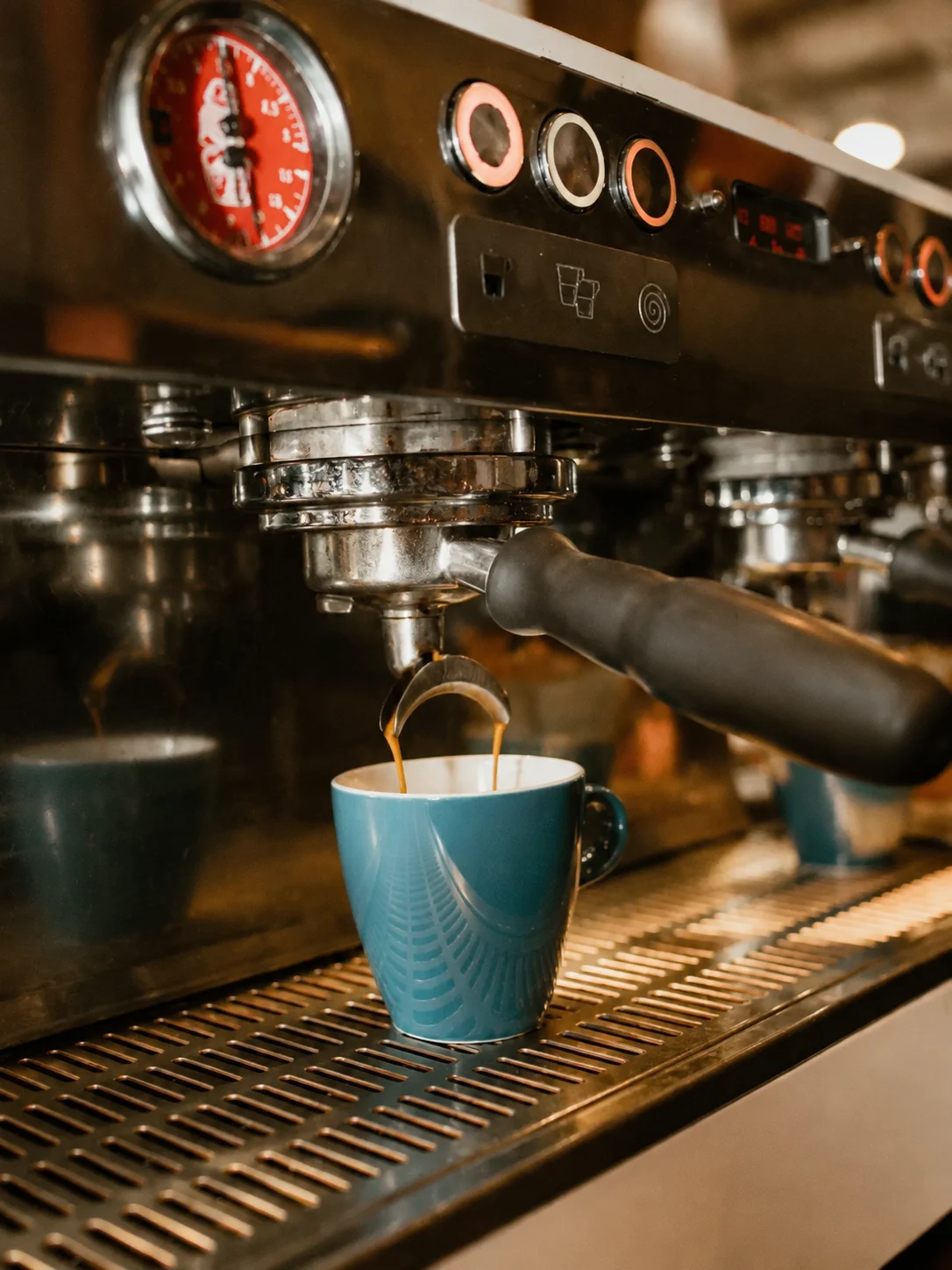 Coffee being made on the espresso machine at Eddie's